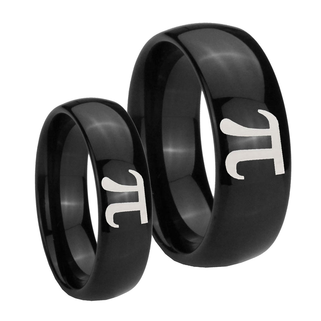 Math Pi Dome Black Tungsten Mens Band Set