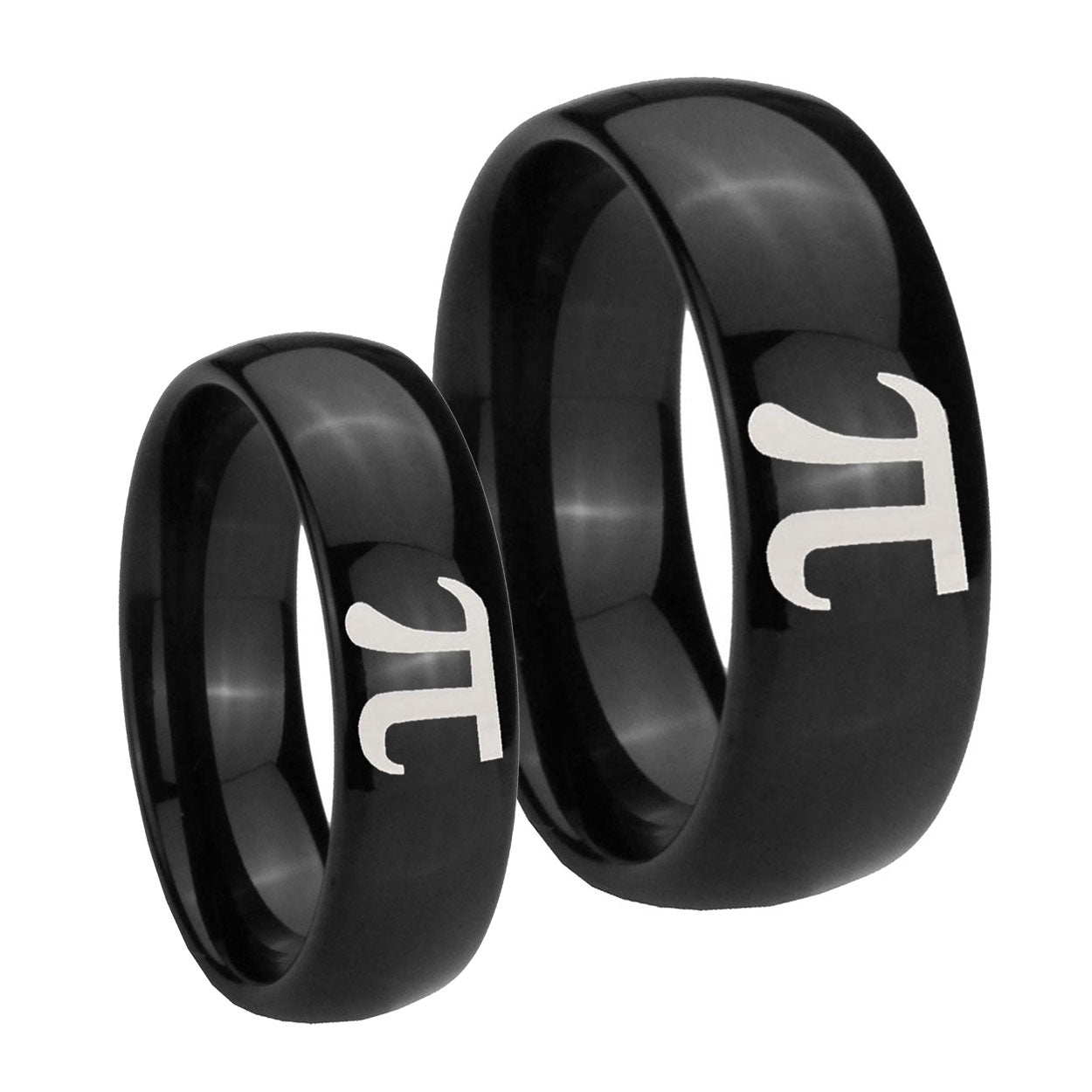 Math Pi Dome Black Tungsten Mens Band Set