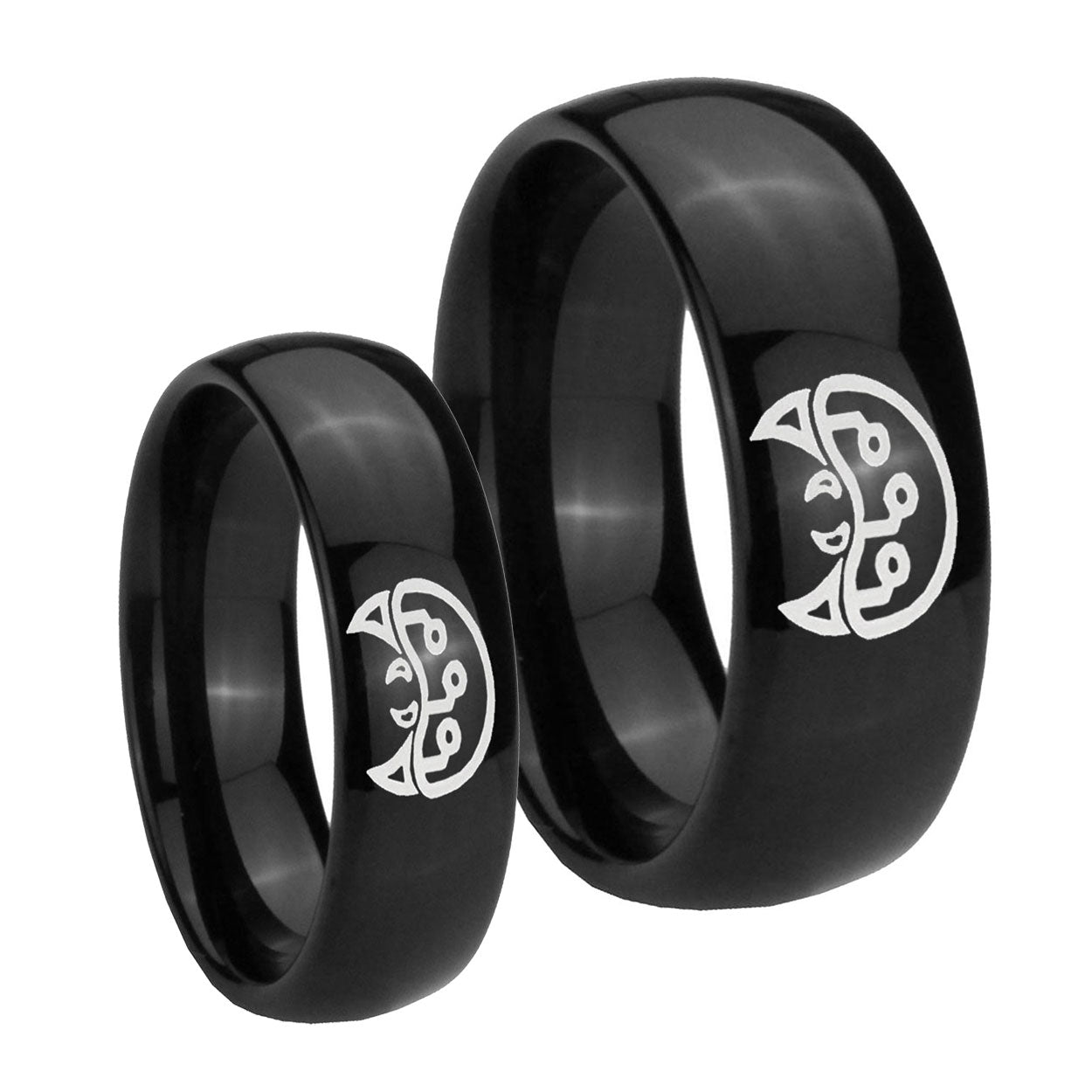 Metroid Dome Black Tungsten Mens Set Ring
