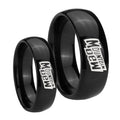 Mountain Dew Dome Black Tungsten Wedding Set Rings