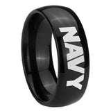 8mm Navy Dome Black Tungsten Carbide Mens Anniversary Ring