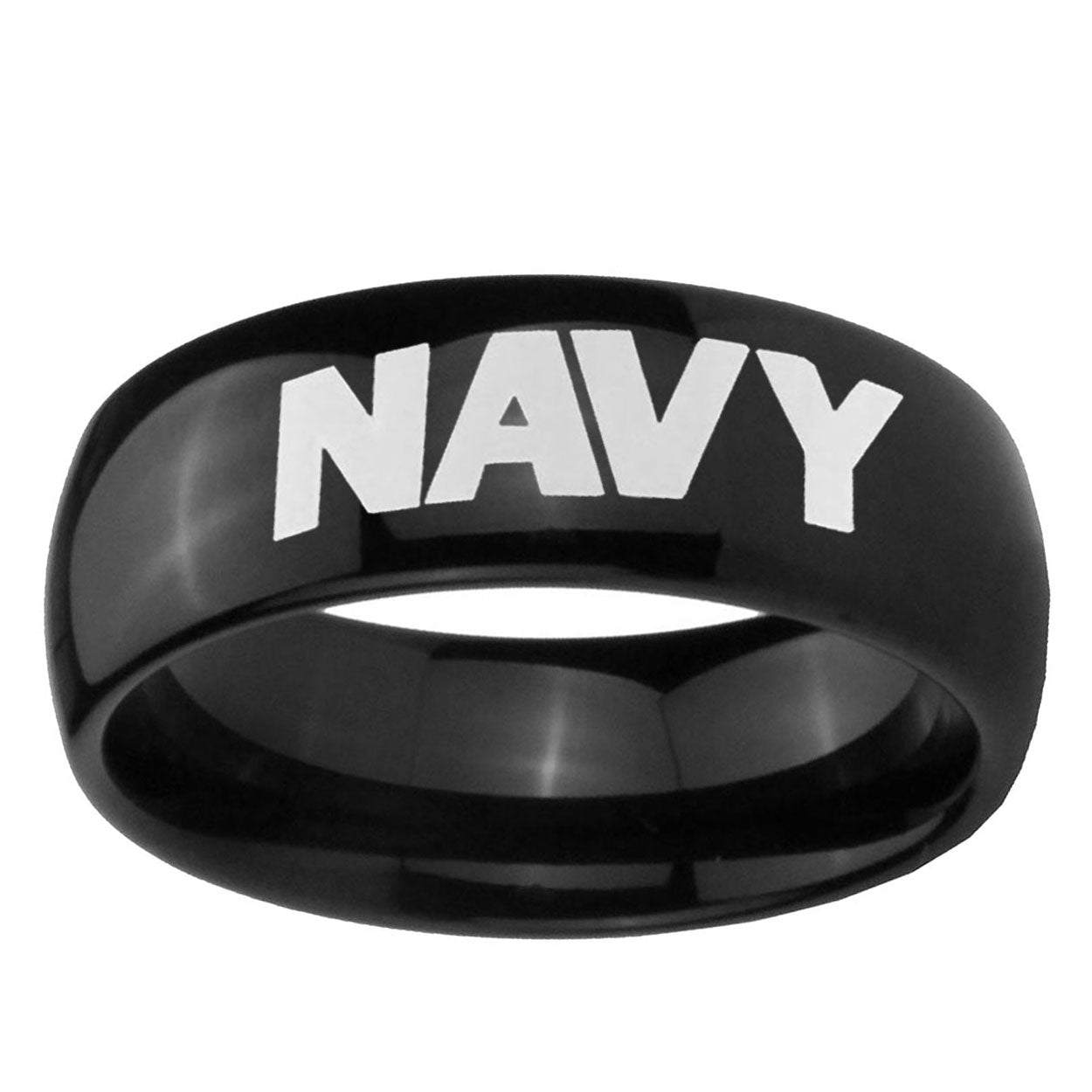 10mm Navy Dome Black Tungsten Ring