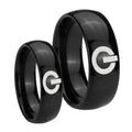Power Dome Black Tungsten Bridal Set Rings