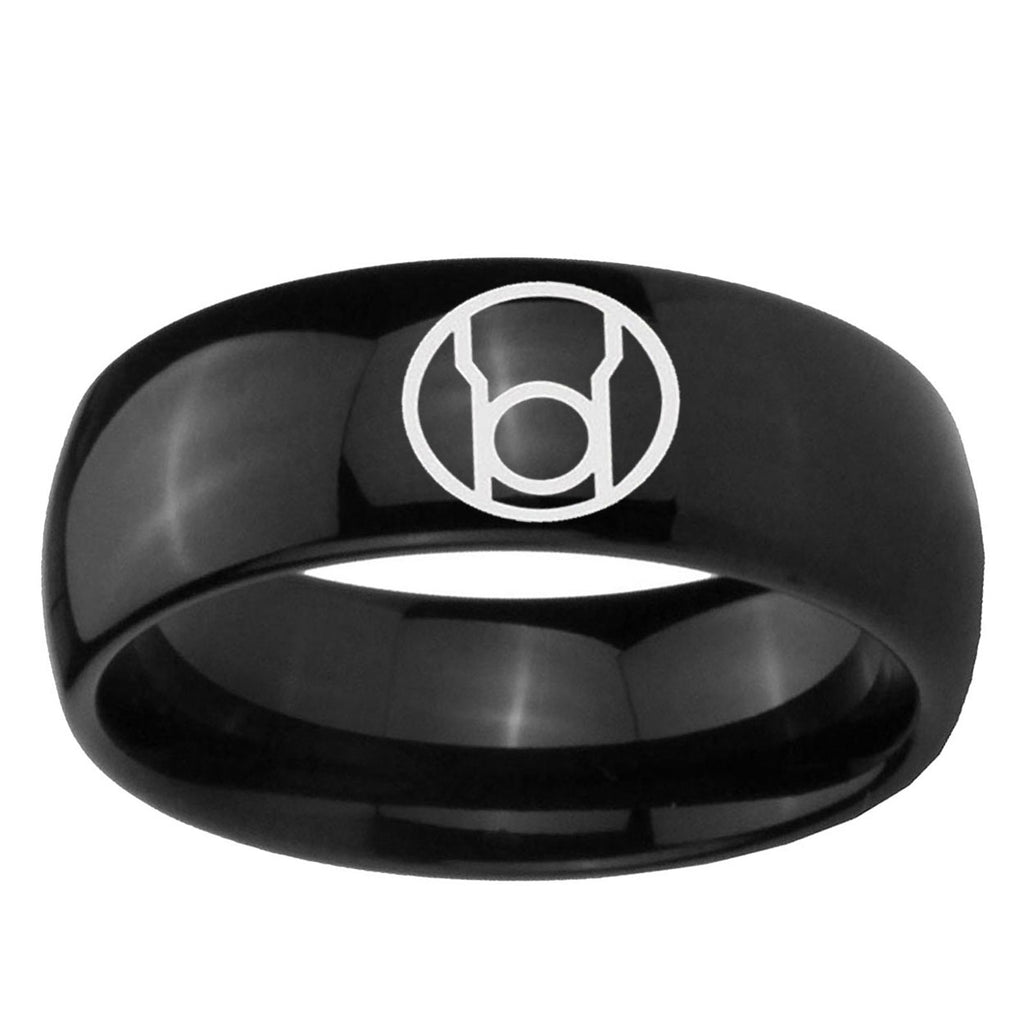 5mm Red Lantern Dome Polish Black Comfort Fit Wedding Bands