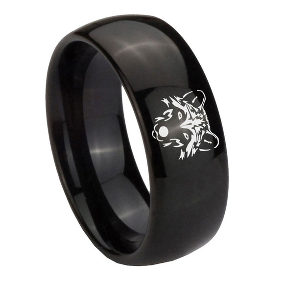 8mm-Wolf-Dome-Black-Tungsten-Carbide-Mens-Wedding-Band