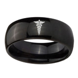 10mm-Medical-Symbol-Dome-Black-Tungsten-Carbide-Mens-Anniversary-Ring