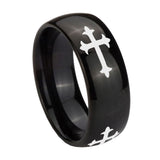 10mm-Christian-Cross-Religious-Dome-Black-Tungsten-Carbide-Mens-Anniversary-Ring