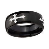 10mm-Christian-Cross-Religious-Dome-Black-Tungsten-Carbide-Mens-Anniversary-Ring