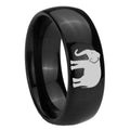 8mm Elephant Dome Black Tungsten Carbide Mens Wedding Band