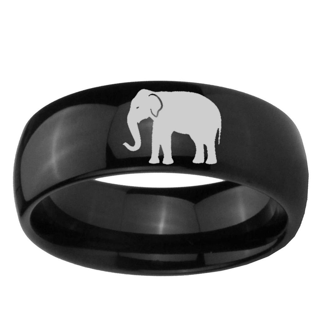 5mm Elephant Dome Black Tungsten Carbide Mens Wedding Band