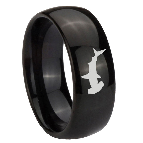 10mm-Hammerhead-Shark-Dome-Black-Tungsten-Carbide-Mens-Anniversary-Ring