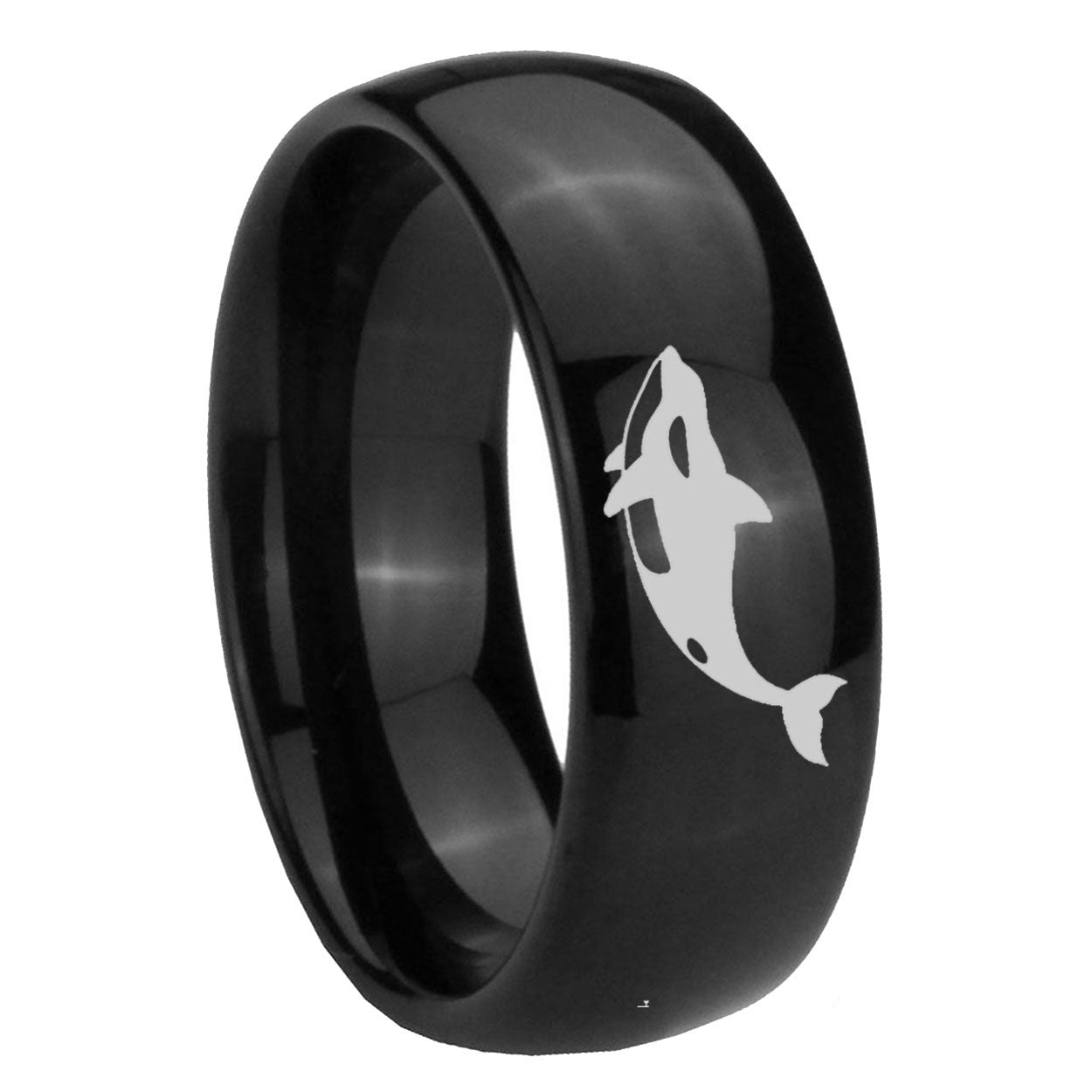 10mm Keller Whale Dome Black Tungsten Carbide Mens Anniversary Ring