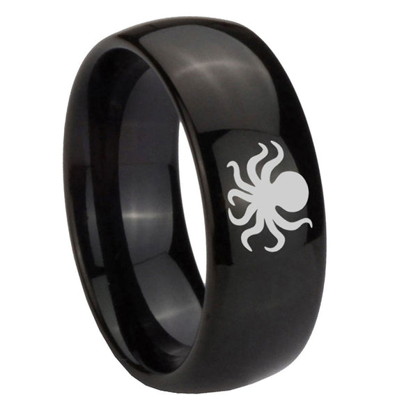 10mm-Octopus-Dome-Black-Tungsten-Carbide-Mens-Anniversary-Ring