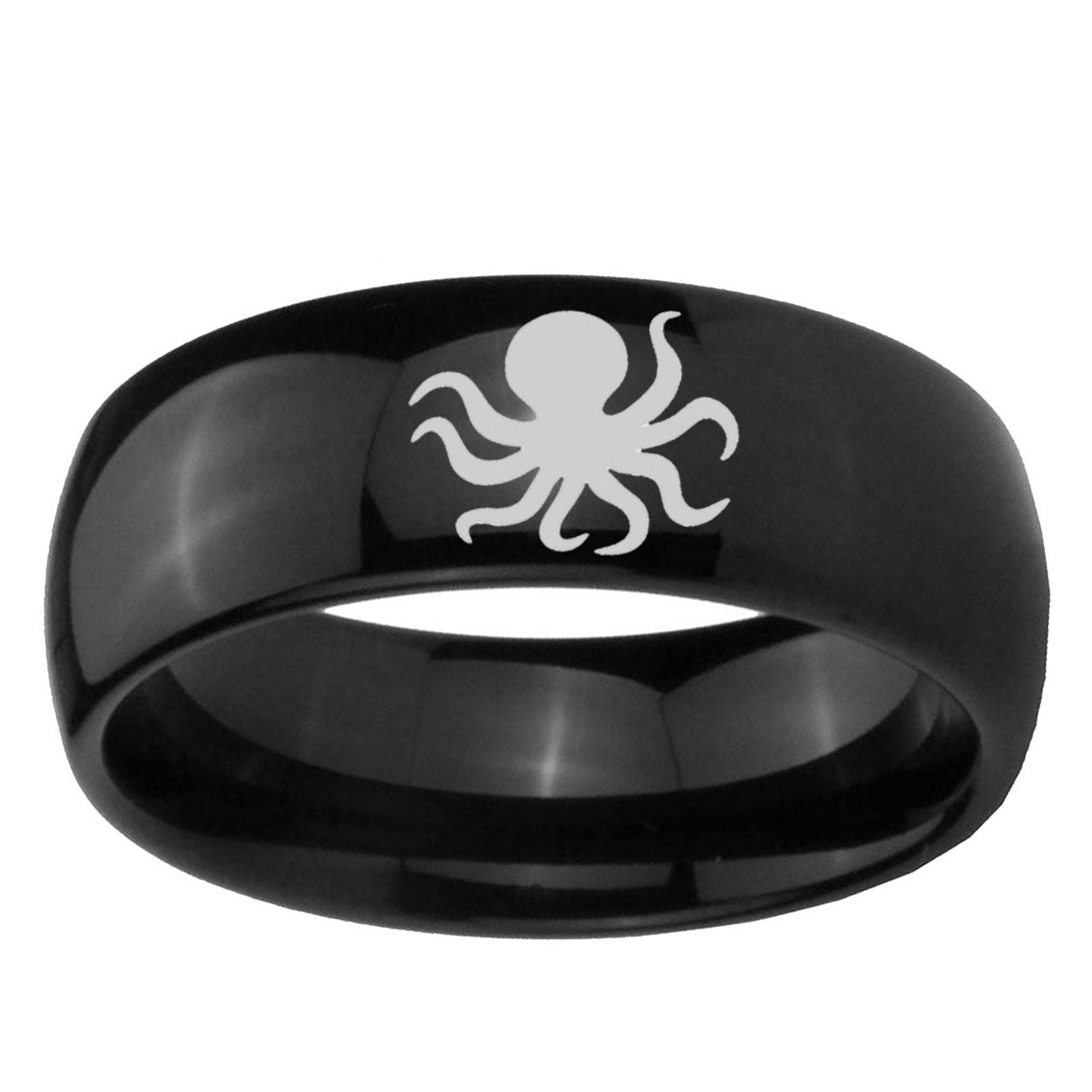 10mm Octopus Dome Black Tungsten Ring