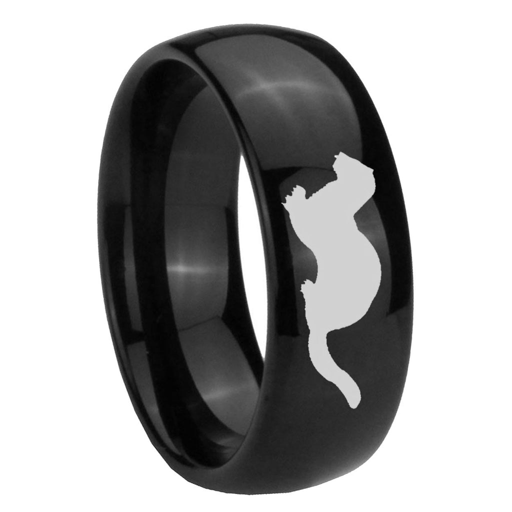10mm Otter Dome Black Tungsten Carbide Mens Anniversary Ring