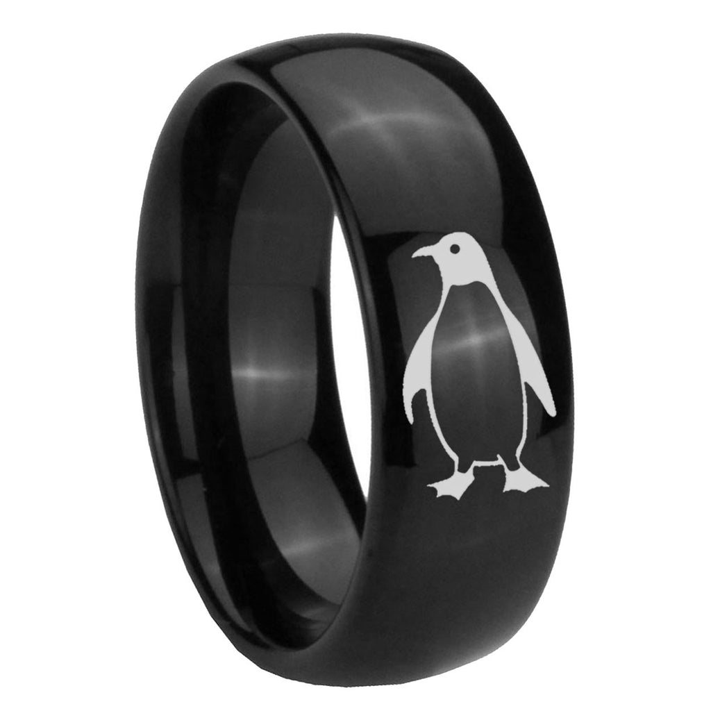 10mm Penguin Dome Black Tungsten Carbide Mens Anniversary Ring