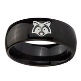 10mm-Raccoon-Animal-Dome-Black-Tungsten-Carbide-Mens-Anniversary-Ring