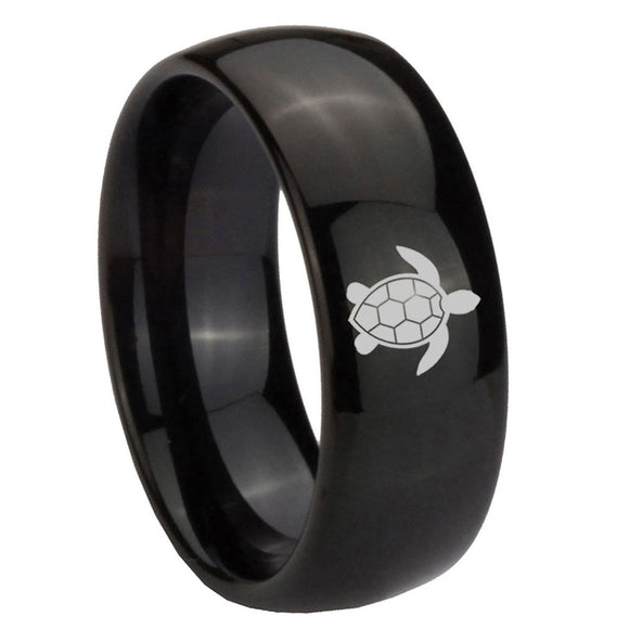8mm Sea Turtle Dome Polish Black Comfort Fit Wedding Bands