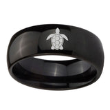 5, 8mm Sea Turtle Dome Polish Black Comfort Fit Wedding Bands