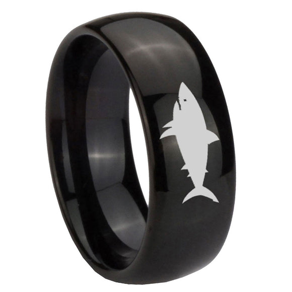 10mm-Shark-Dome-Black-Tungsten-Carbide-Mens-Anniversary-Ring