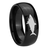8mm Shark Dome Black Tungsten Carbide Mens Wedding Band