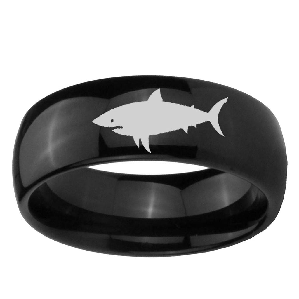 10mm Shark Dome Black Tungsten Ring