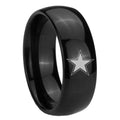 10mm Cowboys Star Dome Black Tungsten Carbide Mens Anniversary Ring
