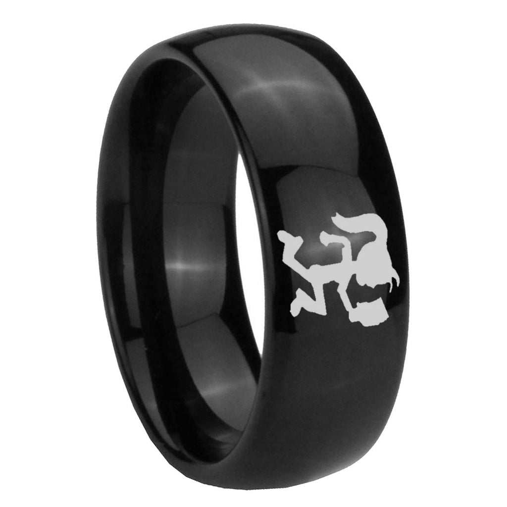 10mm Hatchet Woman Dome Black Tungsten Carbide Mens Anniversary Ring