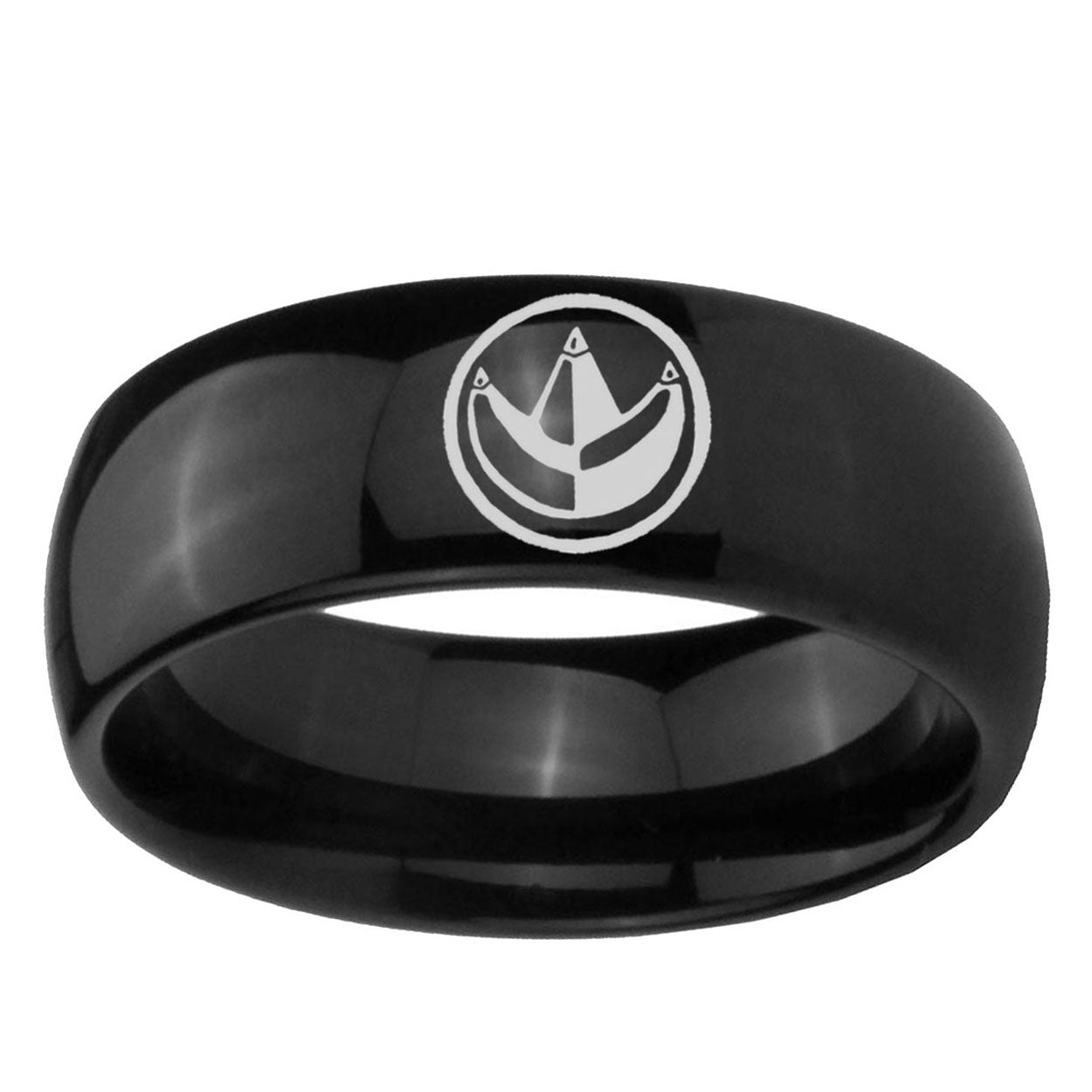 10mm Green Ranger Power Dome Black Tungsten Ring