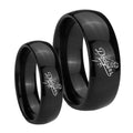 LA Dogers MLB Baseball Dome Black Tungsten His Hers Ring Set
