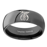 10mm-Masonic-Shriners-Dome-Black-Tungsten-Carbide-Men's-Ring