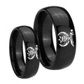 Masonic Shriners Dome Black Tungsten Wedding Band Set