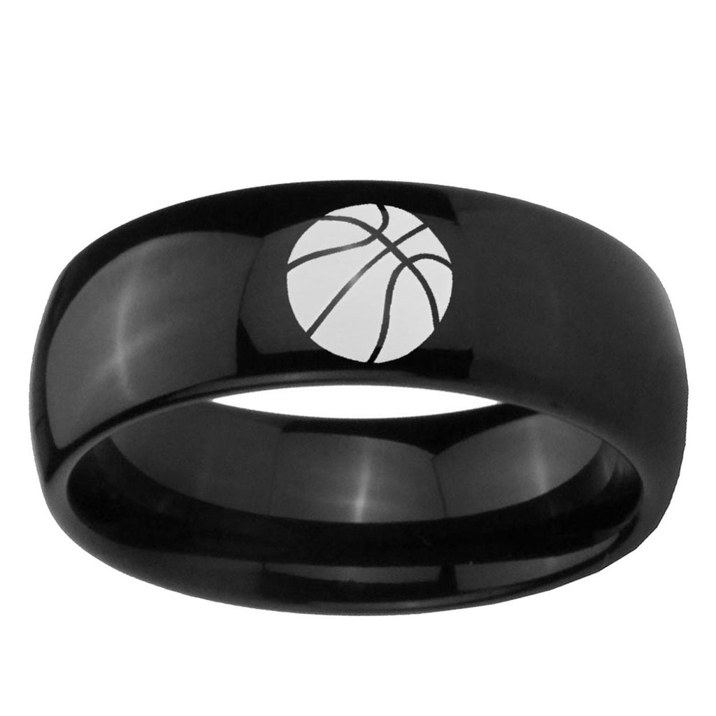 10mm Basketball Dome Black Tungsten Ring