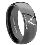 10mm-Classic-Dome-US-Air-Force-Shiny-Black-Tungsten-Carbide-Men's-Ring