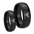 Classic Dome US Air Force Shiny Black Tungsten Bridal Band Set