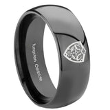 10mm-Zelda-Hylian-Shield-Dome-Black-Tungsten-Carbide-Mens-Anniversary-Ring