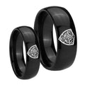 Zelda Hylian Shield Dome Black Tungsten Couple Band Set