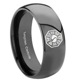 10mm-Lost-Dharma-Dome-Black-Tungsten-Carbide-Mens-Bands-Ring