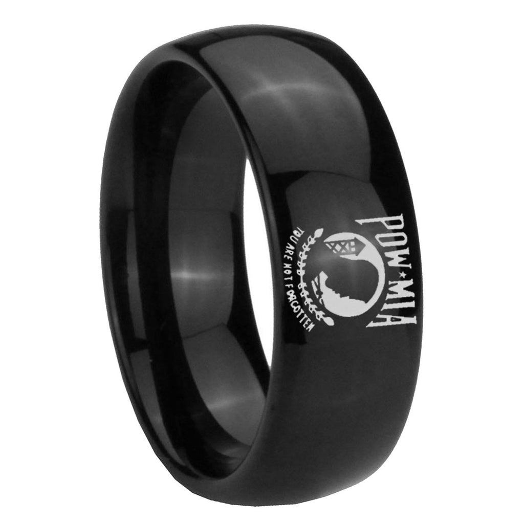 10mm Military Pow Dome Black Tungsten Carbide Men's Bands Ring