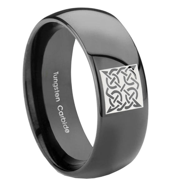 10mm-Celtic-Design-Dome-Black-Tungsten-Carbide-Men's-Bands-Ring