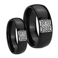 Celtic Design Dome Black Tungsten Wedding Band Set