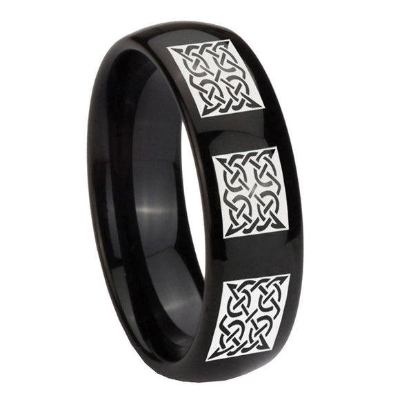 8mm-Multiple-Celtic-Dome-Black-Tungsten-Carbide-Men's-Promise-Rings