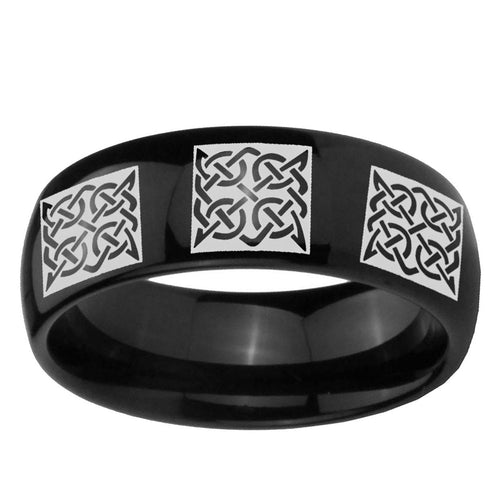 10mm Multiple Celtic Dome Black Tungsten Ring