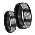 Multiple Celtic Dome Black Tungsten Couple Band Set
