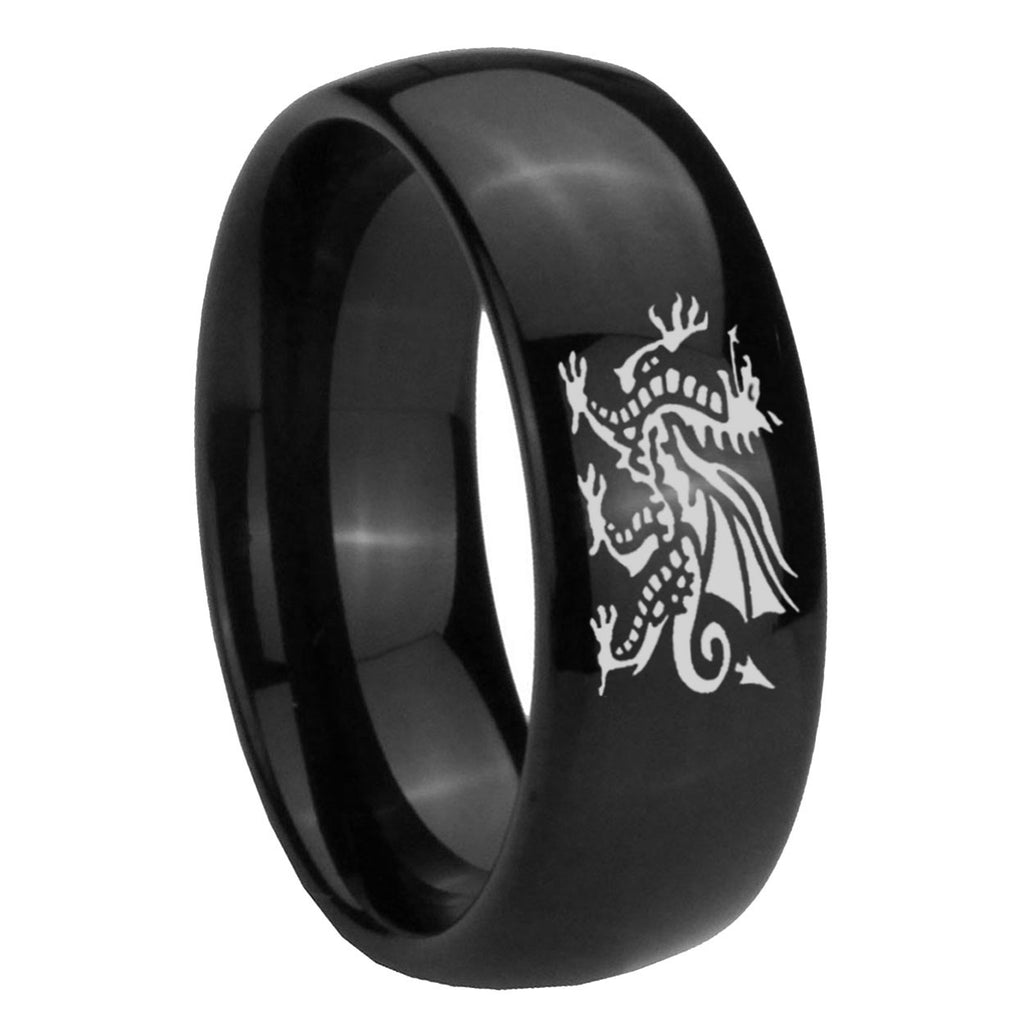10mm Dragon Dome Black Tungsten Carbide Men's Engagement Ring