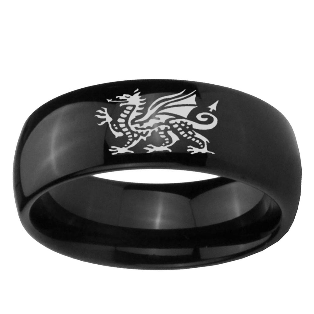 10mm Dragon Dome Black Tungsten Ring