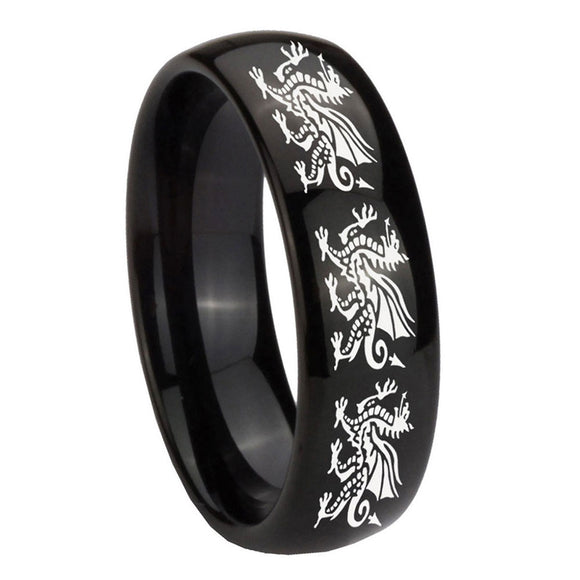 8mm-Multiple-Dragon-Dome-Black-Tungsten-Carbide-Men's-Engagement-Ring