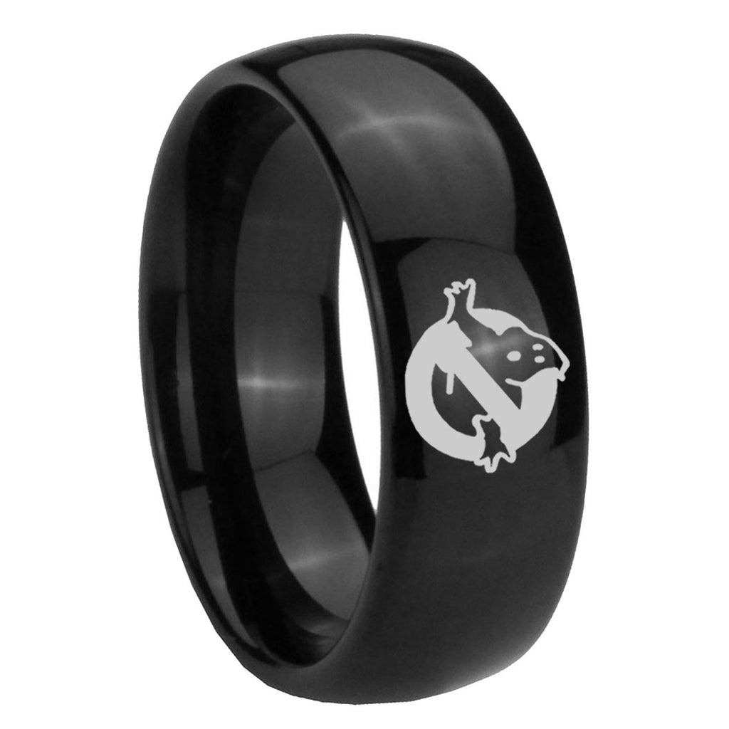 10mm Ghostbusters Dome Black Tungsten Carbide Mens Engagement Ring