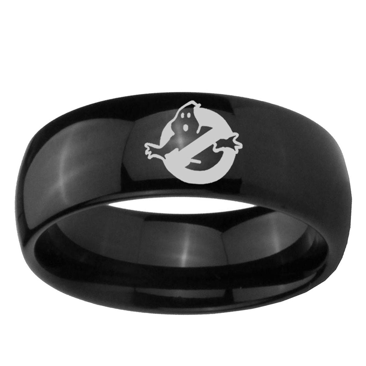 10mm Ghostbusters Dome Black Tungsten Carbide Mens Engagement Ring