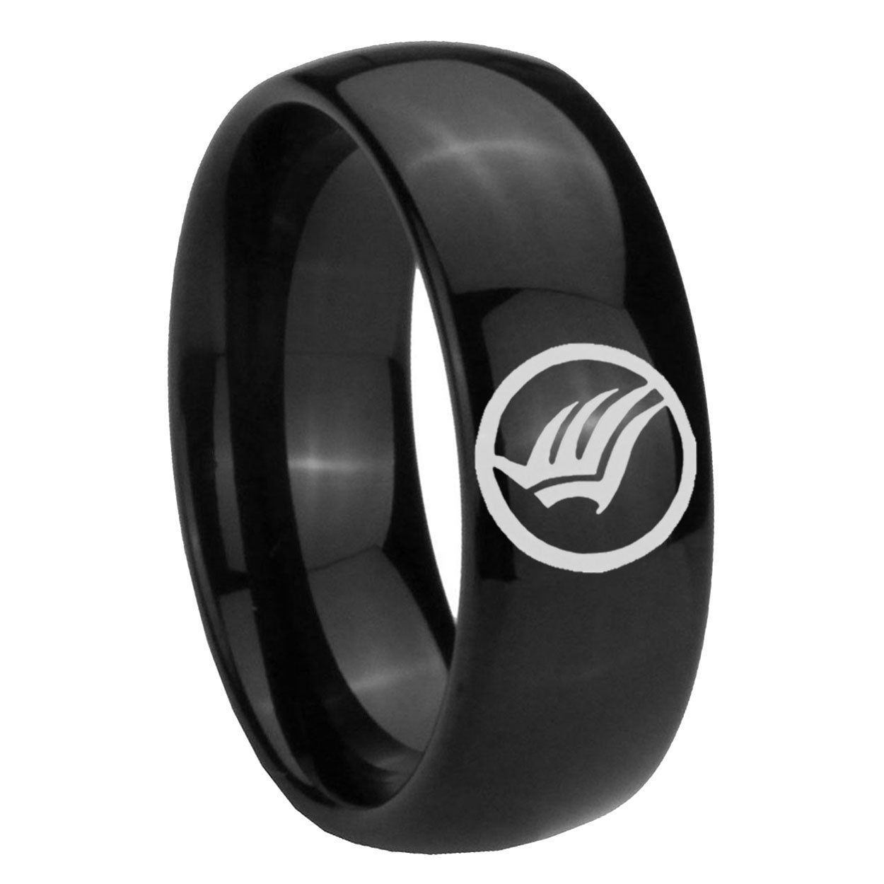 8mm Classic Dome Mass Effect Shiny Black Tungsten Ring
